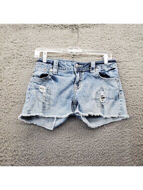 Miss Me Shorts Womens 28 Blue Distressed Frayed Hem Denim Signature Design